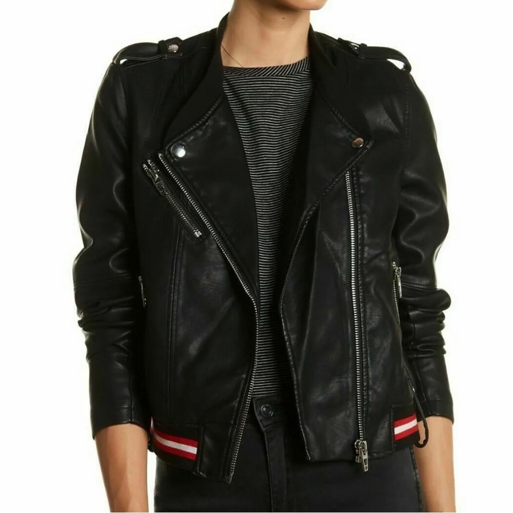 BLANKNYC women’s faux leather bomber motorcycle jacket